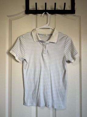 Brandy Melville Light Blue & White Striped Polo Tee Shirt